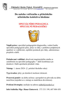 Speciální pedagog od 1. 2. 2024