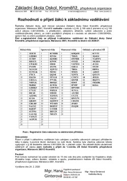 rozhodnutí o přijetí 2026