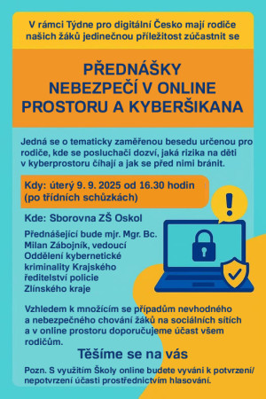 Pozvánka na vzdělávací akci pro rodiče