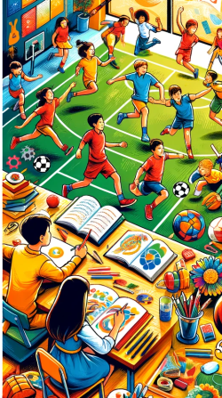DALL·E 2023-11-22 07.37.43 - A vibrant illustration suitable for a school magazine cover, showcasing a lively school environment. The image includes students of diverse ethnicitie